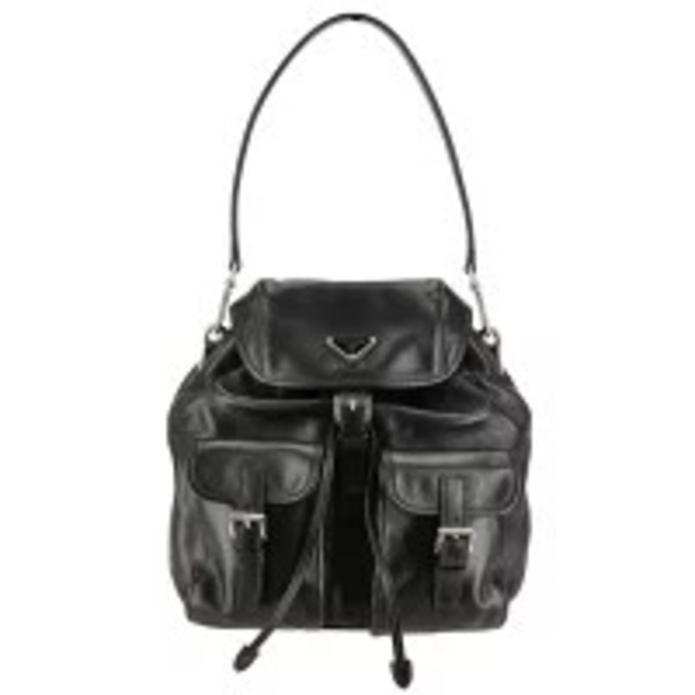 PRADA Soft calf leather shoulder bag Black